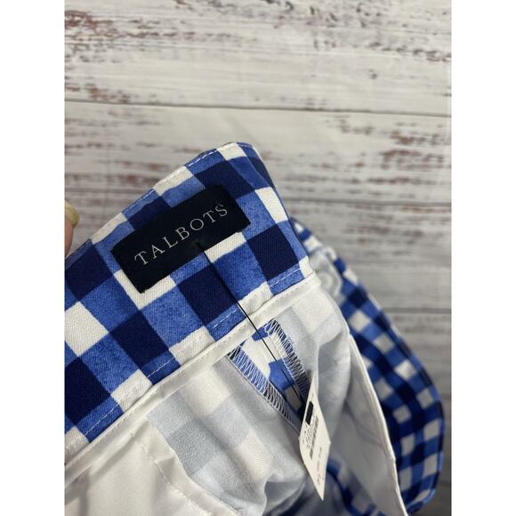 Talbots Pants Women's 14 Blue White Chatham Ankle Gingham Check Slim Leg Stretch - Picture 3 of 12